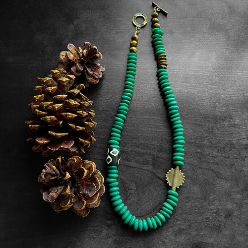 Evergreen and Brown Ashanti Necklace