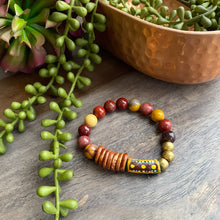 Load image into Gallery viewer, Mookaite Jasper and African Beaded Bracelet