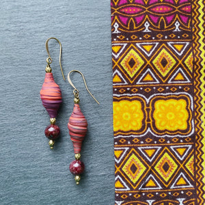 Striped Berry and Garnet Earrings