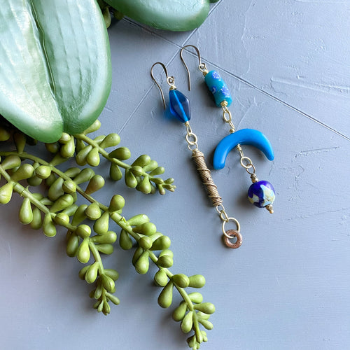 Turquoise Asymmetrical Diva Swing Earrings