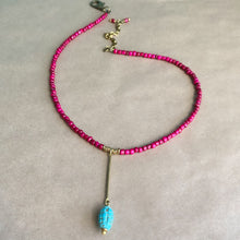 Load image into Gallery viewer, Fuchsia Turquoise Lariat