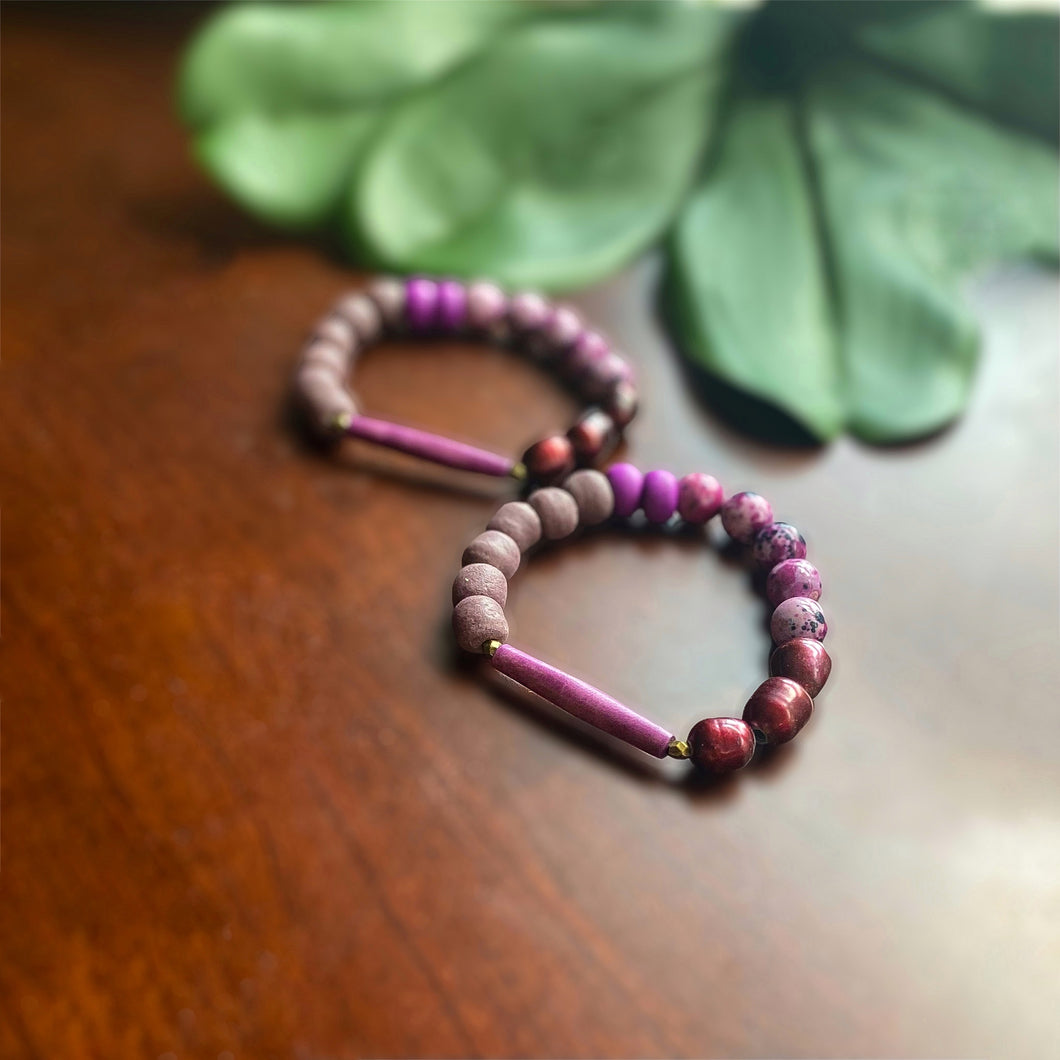 Purple Pearls African Bracelet