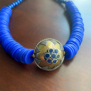 Blue Statement African Beaded Necklace