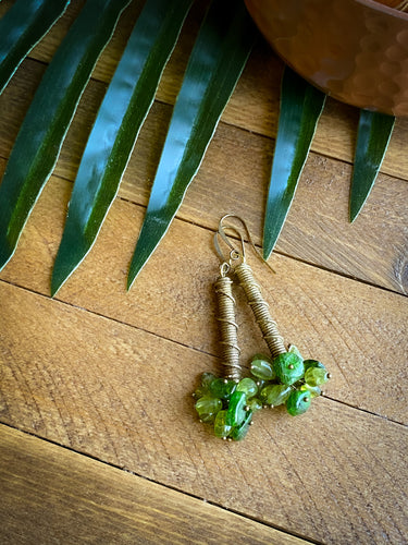Peridot African Brass Drop Earrings