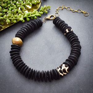 Black and Brass Ashanti Statement Necklace - Afrocentric jewelry