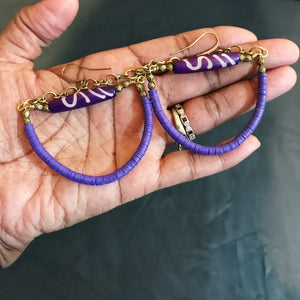 Purple Batik Hoop Earrings