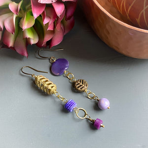 Purple Asymmetrical Diva Swing Earrings