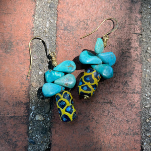 Turquoise and Black Weathervane Earrings