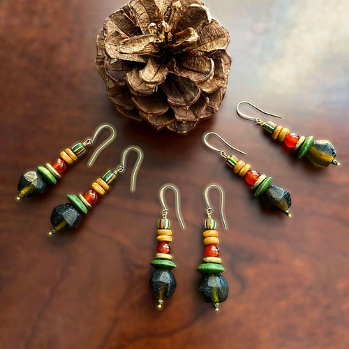 Stacked for the Holidays African Earrings