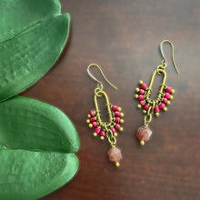 Load image into Gallery viewer, Strawberry Rutilated Quartz Crane Earrings (Custom Request)