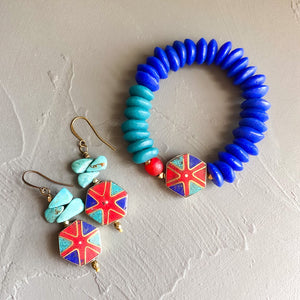 Turquoise Inlaid Hex Earrings