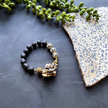 Load image into Gallery viewer, Dalmatian Jasper Cluster African Beaded Bracelet