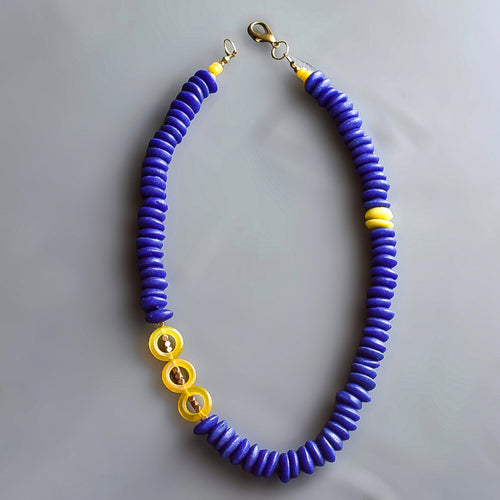 Indigo and Sunflower Ashanti Necklace