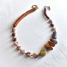 Load image into Gallery viewer, Brown Zebra Jasper, Brass and Wood Necklace (Reserved)