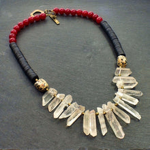 Load image into Gallery viewer, Quartz Forward: Dalmatian Jasper, Vinyl, Red Jade Necklace - Afrocentric jewelry