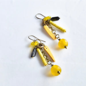 Yellow and Black Tourmaline Everything Abstract Earrings