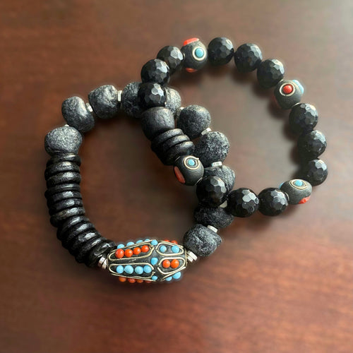 Dots and Dashes Black Bracelet Set