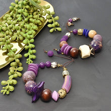 Load image into Gallery viewer, Purple Chunky Bracelet with Tagua and African Beads