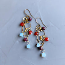 Load image into Gallery viewer, Larimar and Carnelian Stylized Earrings
