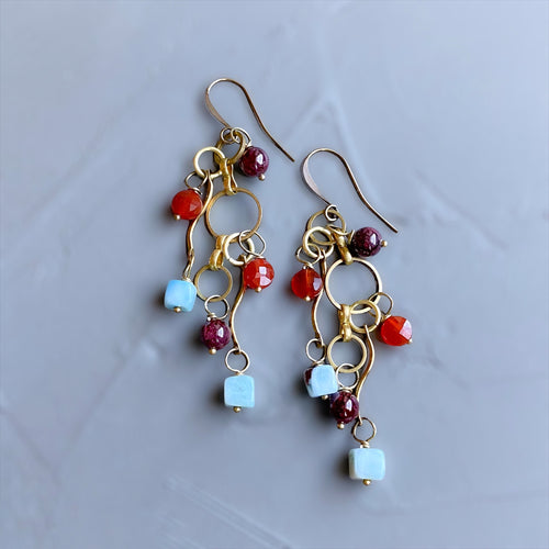 Larimar and Carnelian Stylized Earrings