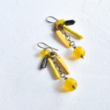Load image into Gallery viewer, Yellow and Black Tourmaline Everything Abstract Earrings
