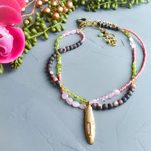 Load image into Gallery viewer, Rose Quartz and Jasper Mask Necklace