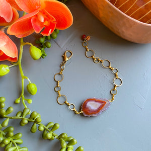 Pumpkin Condor Agate and Brass Bracelet