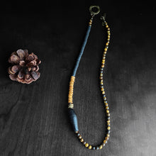 Load image into Gallery viewer, Black and Tiger’s Eye African Beaded Necklace