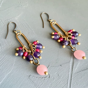 Purple and Fuchsia  Crane Earrings