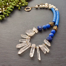 Load image into Gallery viewer, Quartz Forward: Lapis, Blue Vinyl Statement Necklace - Afrocentric jewelry