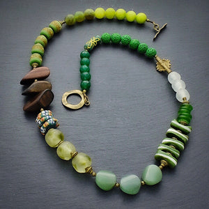 All the Greens Structural Seasonal Necklace - Afrocentric jewelry