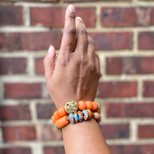 Creamsicle African Beaded Bracelet Set