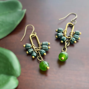 Green Paper Crane Earrings