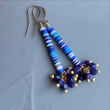 Load image into Gallery viewer, Blue African Vinyl Dangle Earrings