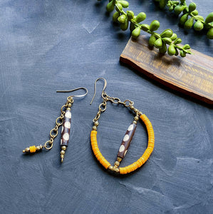 Orange African Asymmetrical Recycled Earrings