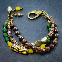 Load image into Gallery viewer, Tiger Iron and African Trade Bead Multi-strand Bracelet - Afrocentric jewelry