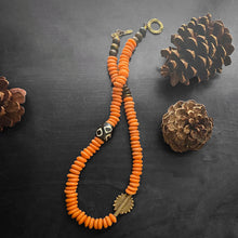 Load image into Gallery viewer, Pumpkin and Brown Ashanti Necklace
