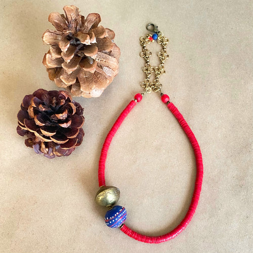 Red Cashmere Krobo Necklace