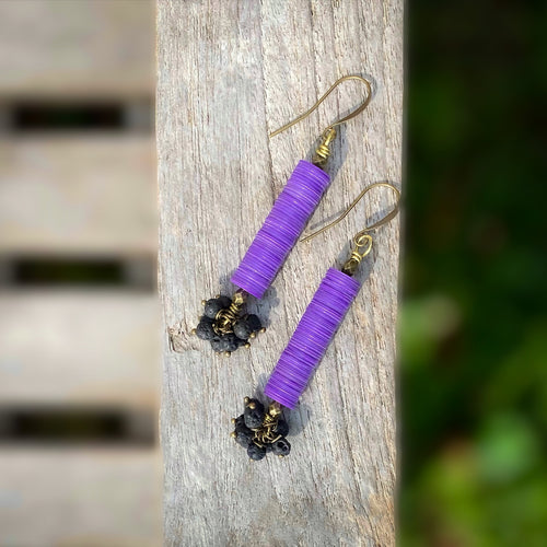 Violet Black Drop Dangle Earrings